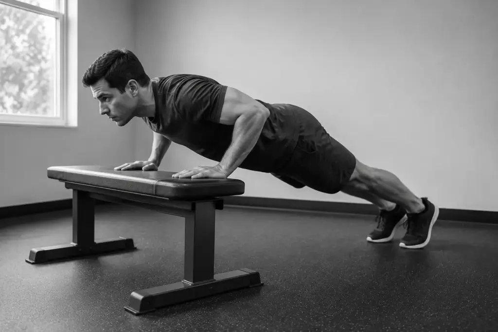 Flexiones inclinadas (manos elevadas)