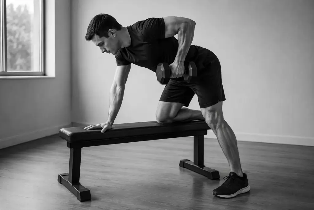 Remo con mancuerna a una mano