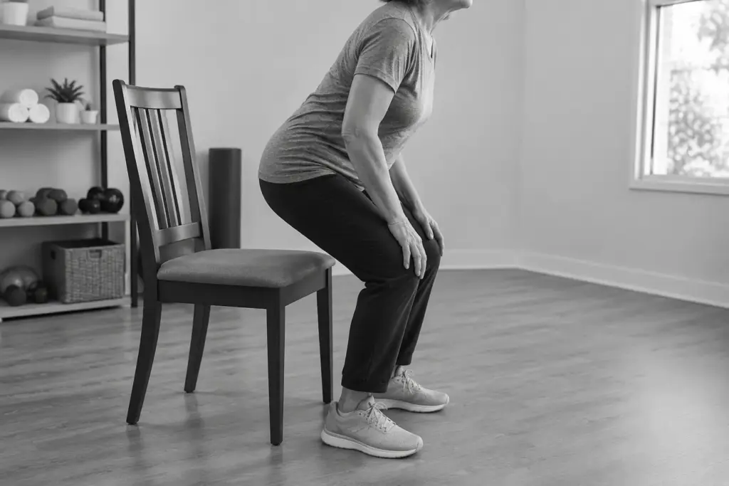 Sentadilla asistida en silla (sit-to-stand)