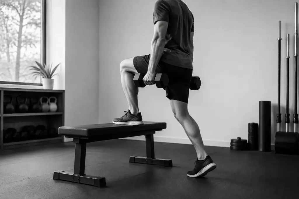 Step-up con mancuernas